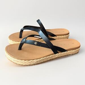 Reef Vista Carmen Faux Leather Black Sandals Size 8 Espadrille